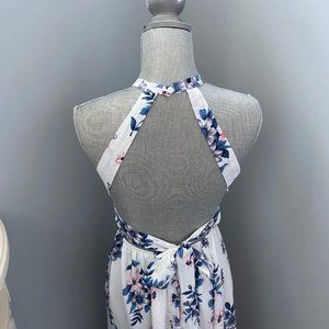 Beautiful Maxi Backless Dress, Floral Print, Size M